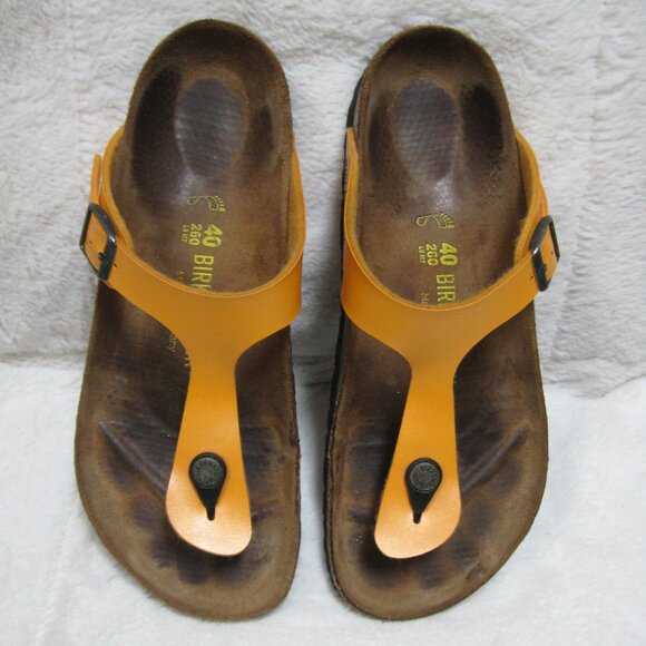 Birkenstock GIZEH Birko Flor Citrine Orange 40 R US W 9 M 7 - Picture 3 of 12